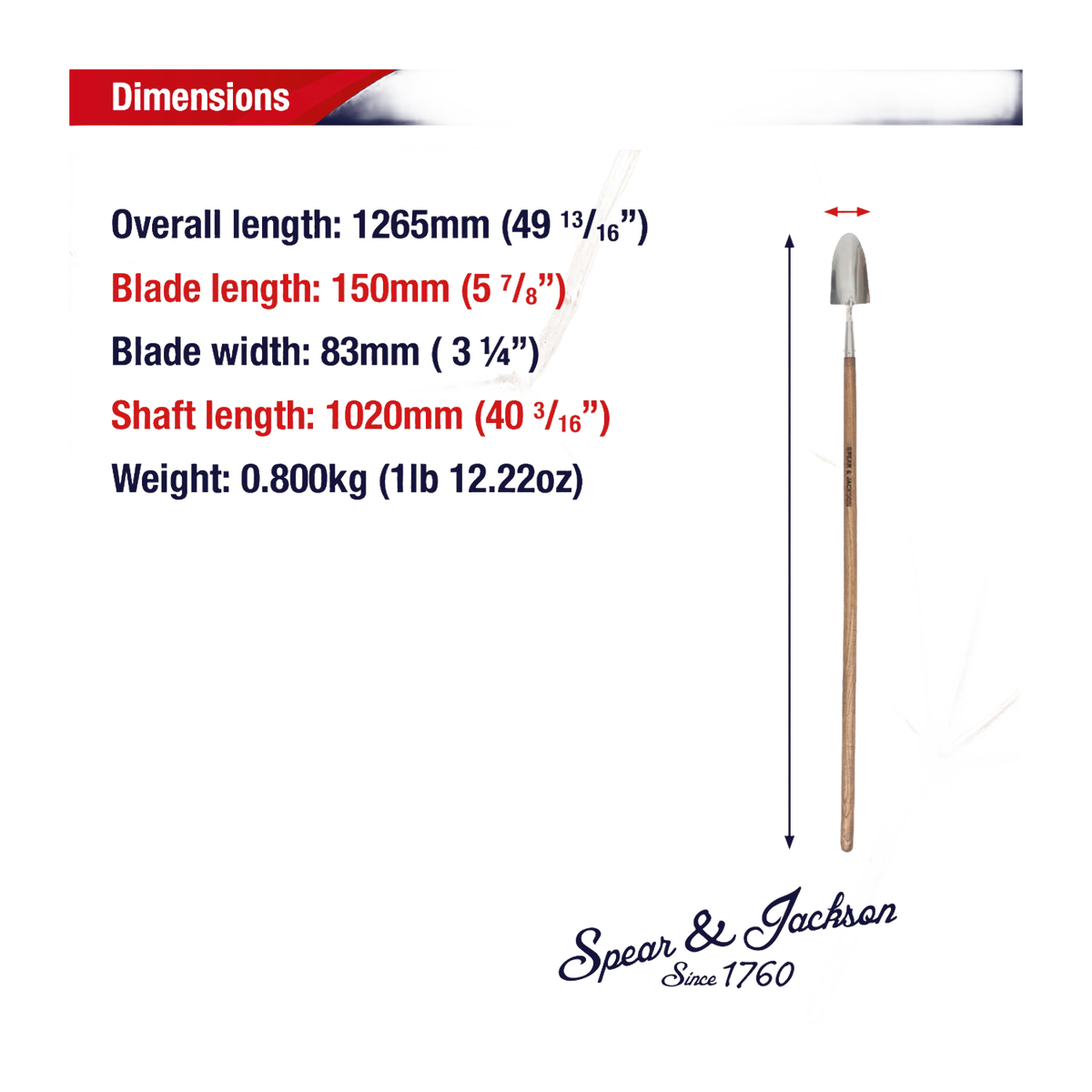 Spear & Jackson Stainless Long-Handled Trowel - 42"