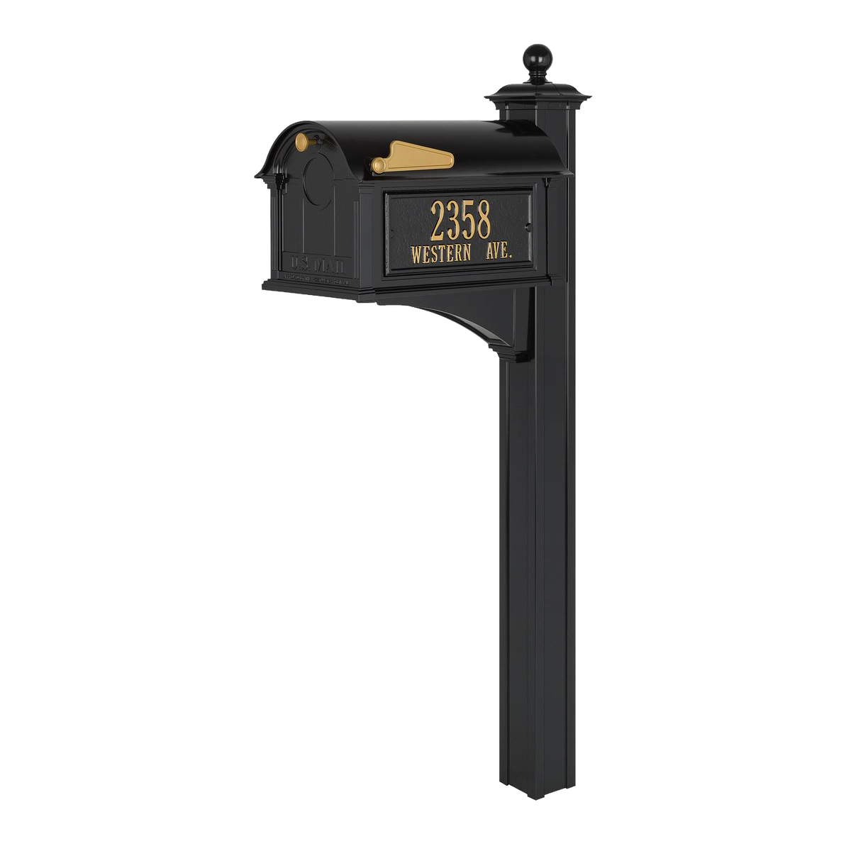 Whitehall Custom Balmoral Mailbox - Black/Gold