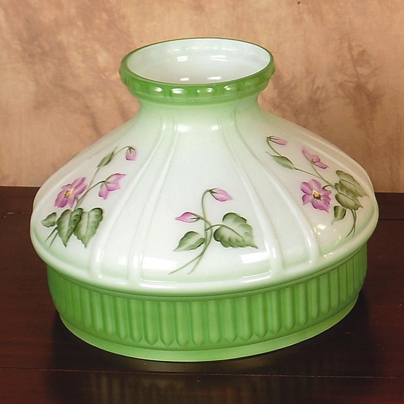 Aladdin Violet Floral Glass Oil Lamp Shade