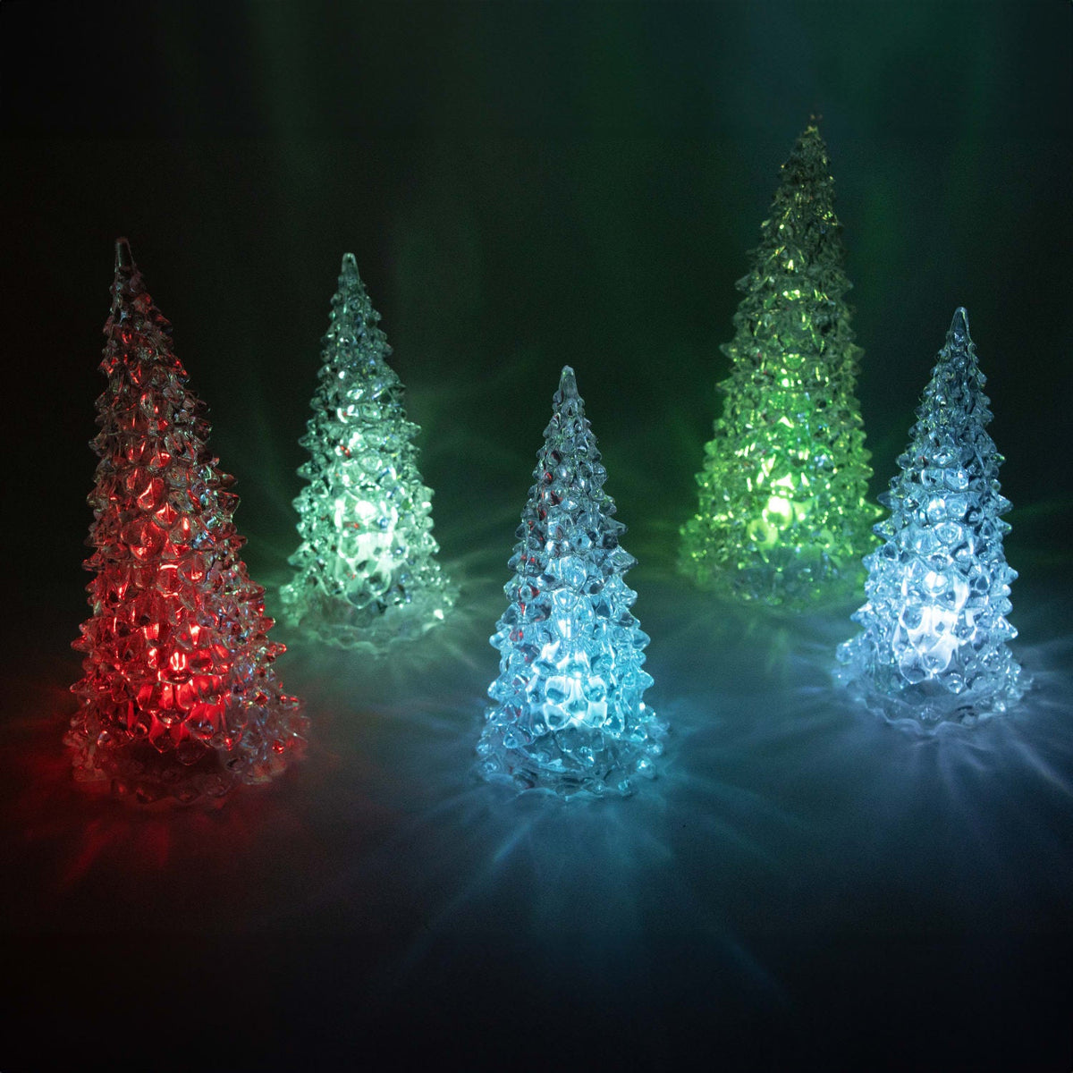Color Changing LED Acrylic Christmas Trees - Set of 5