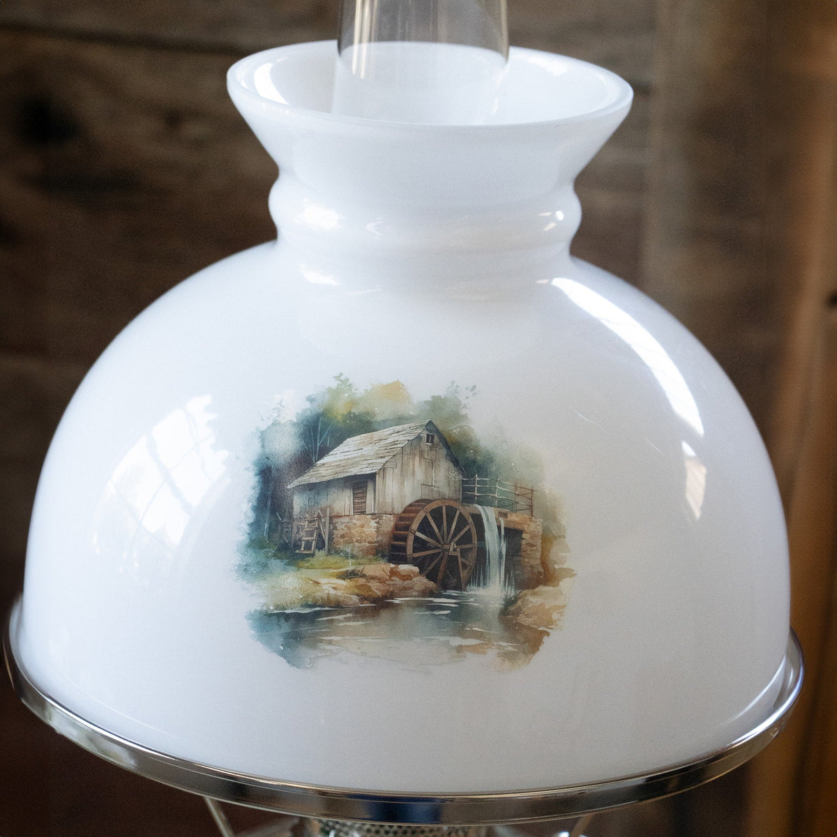Aladdin Rustic Watermill Lamp Shade - Glass - 10"