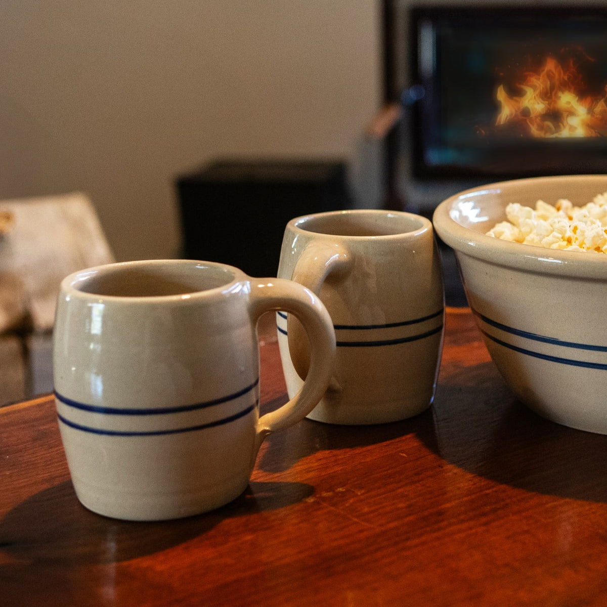 Heritage Blue Stripe Stoneware Round Mug