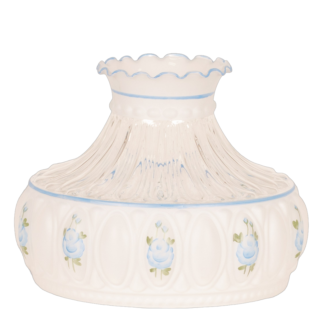 Aladdin Blue Rose Glass Oil Lamp Shade