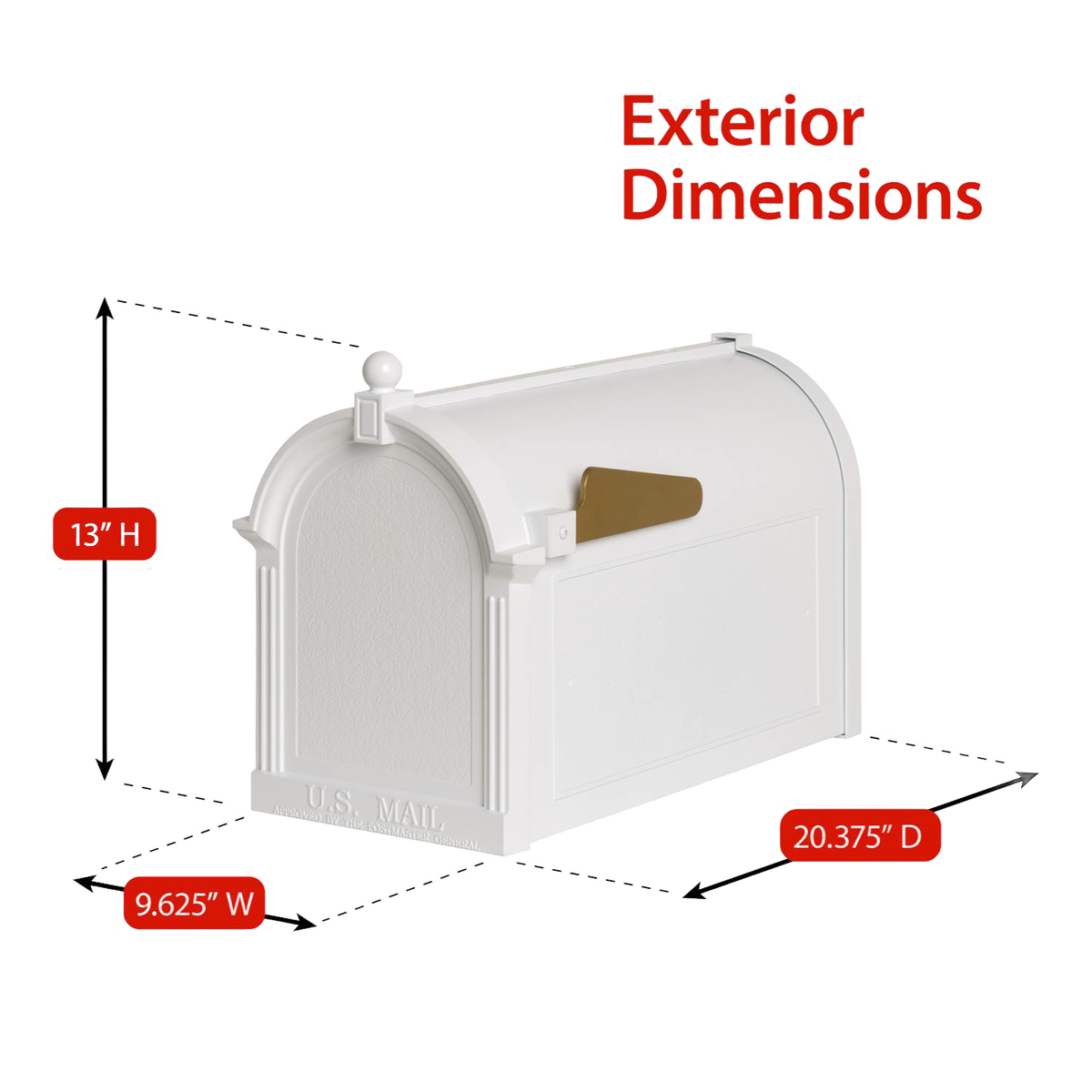 Whitehall Custom Capitol Mailbox - White/Gold