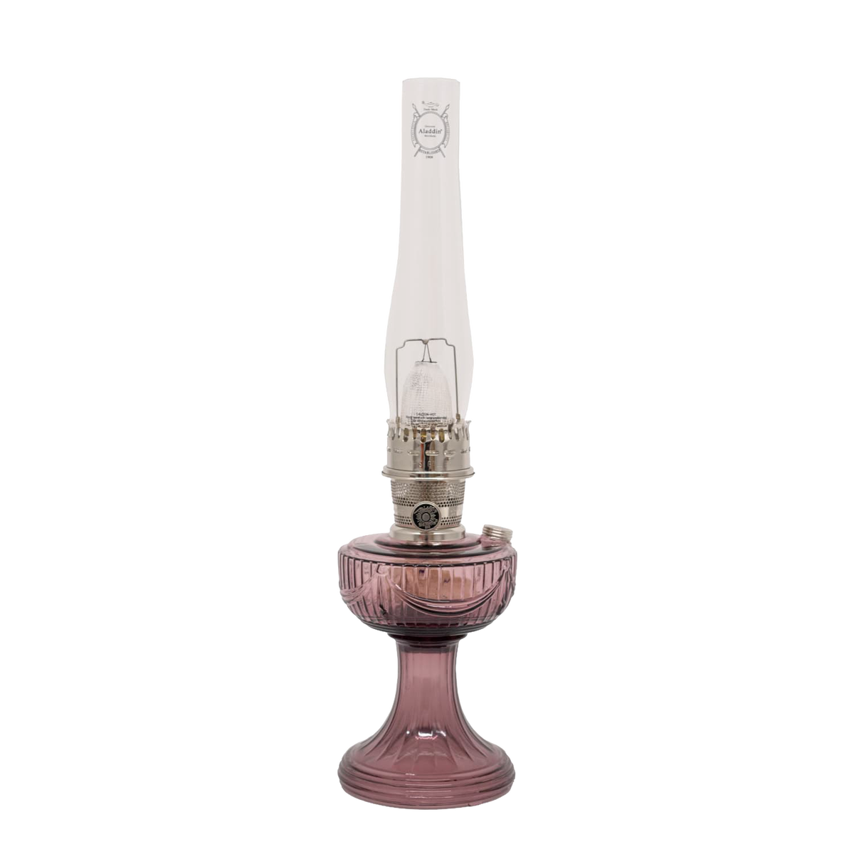 Aladdin Glass Lincoln Drape Oil Lamp (Optional Rose Shade)