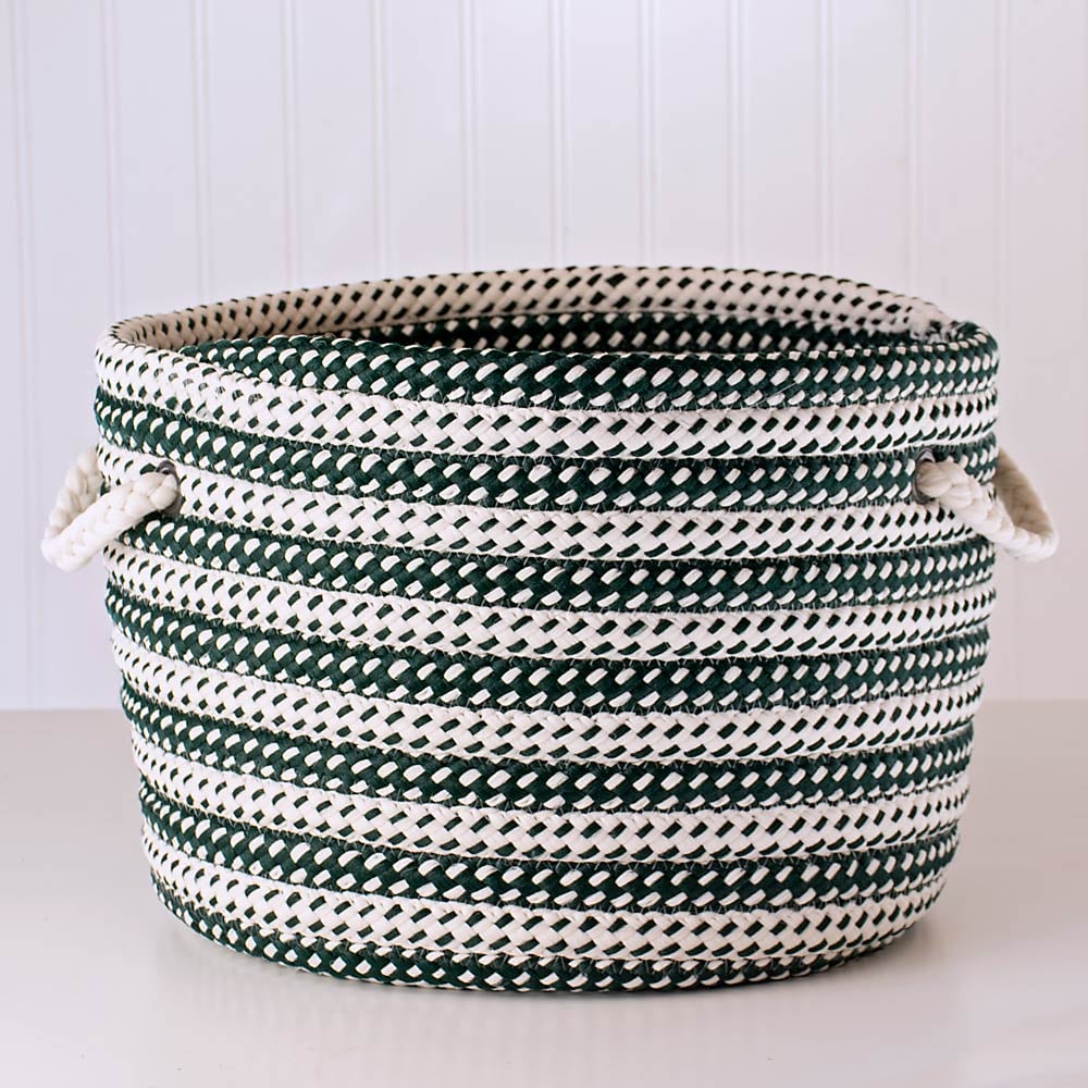 Green & White Rope Basket