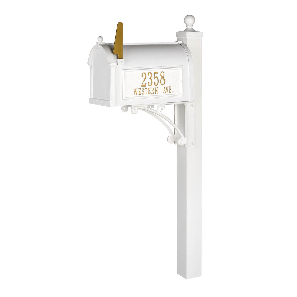 Whitehall Custom Capitol Mailbox - White/Gold