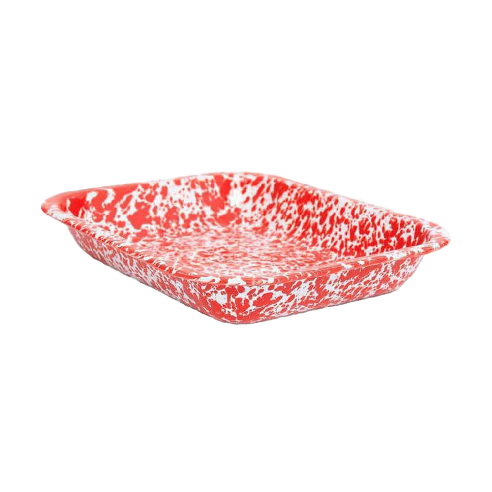 Red Enamelware Roasting Pan - 9"x11"