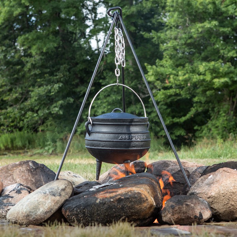 Tripod with Chain for Cast Iron Cookware Over an Open Fire