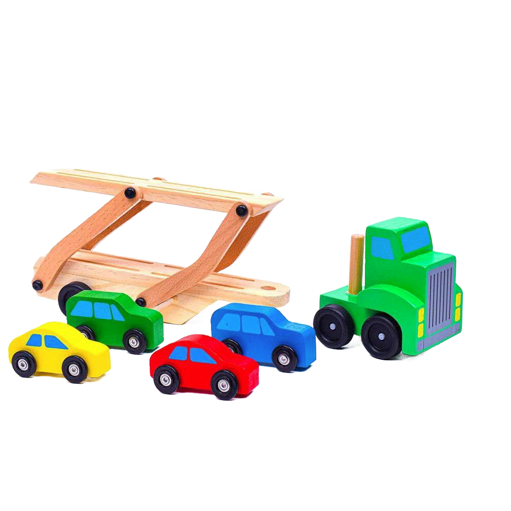 Melissa & Doug Car Carrier Truck Wooden Toy Set