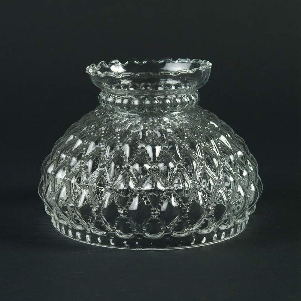 Clear Diamond Quilt Oil Lamp Shade - 7"