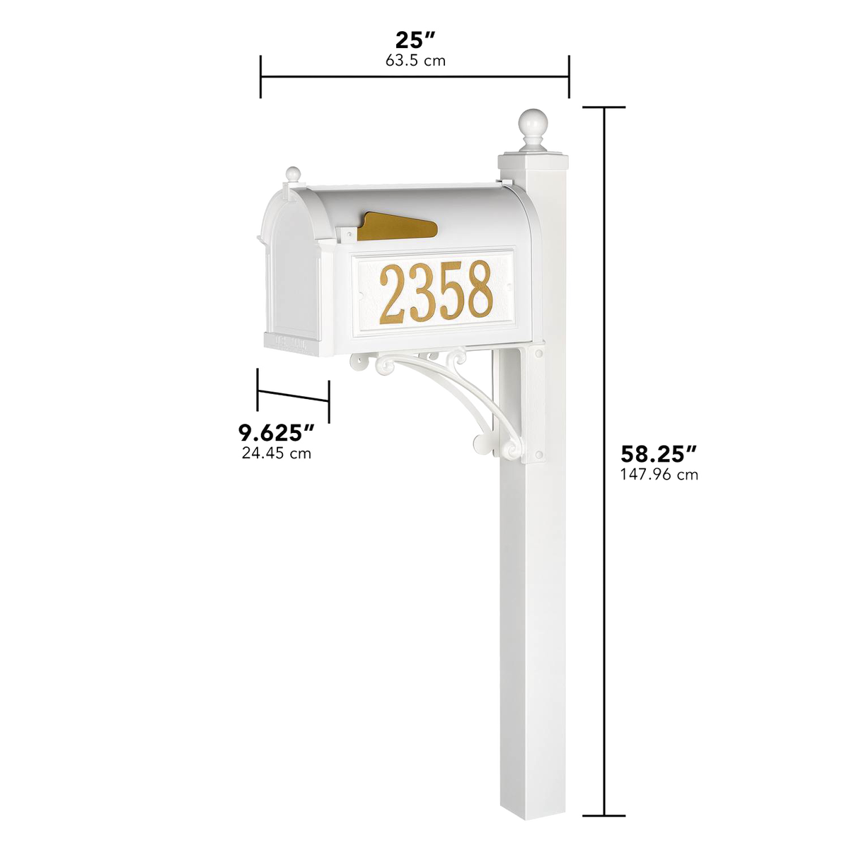 Whitehall Custom Capitol Mailbox - White/Gold