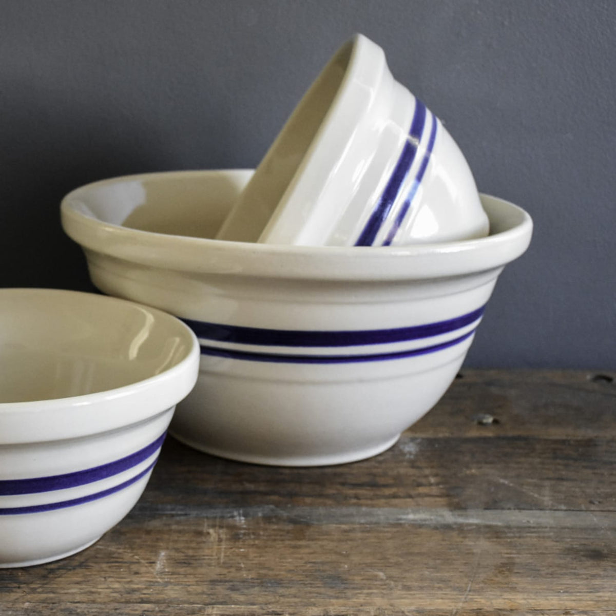 Dominion Stoneware Mixing Bowl - Blue Striped