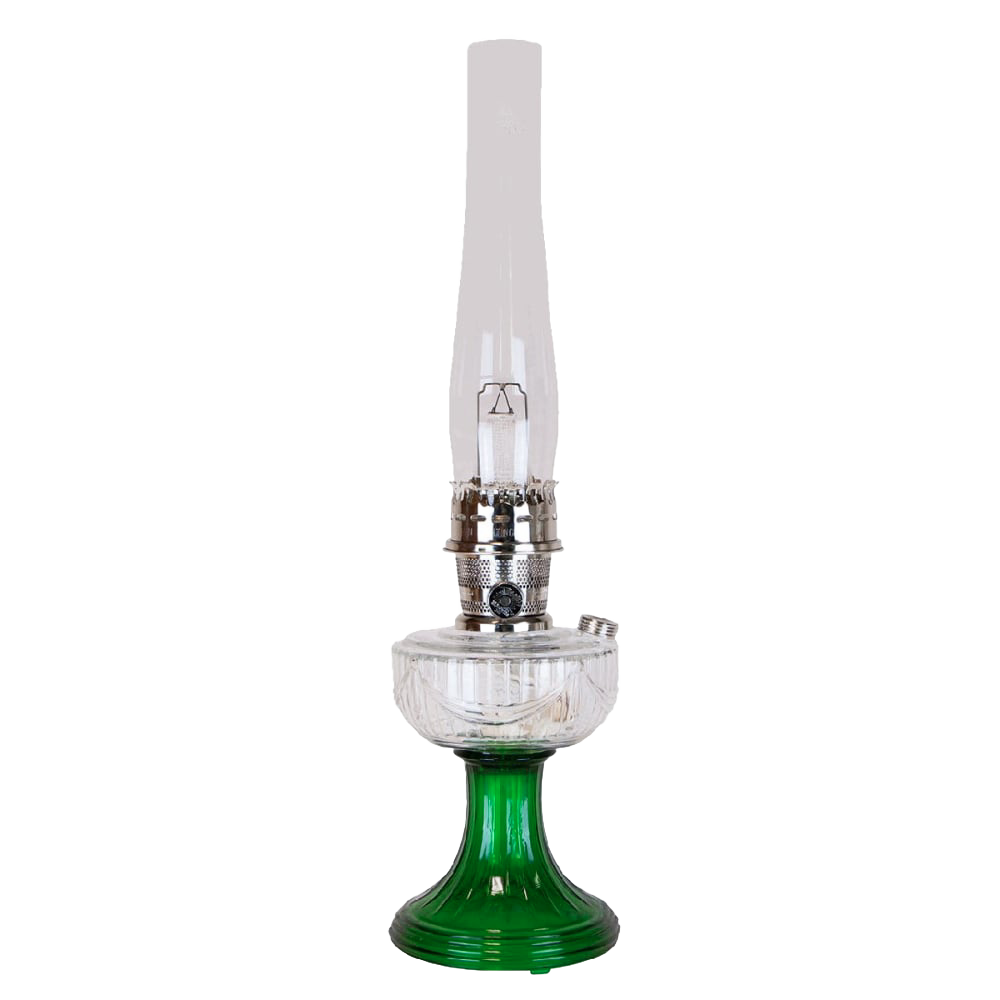 Aladdin Clear-Over Emerald Lincoln Drape Oil Lamp