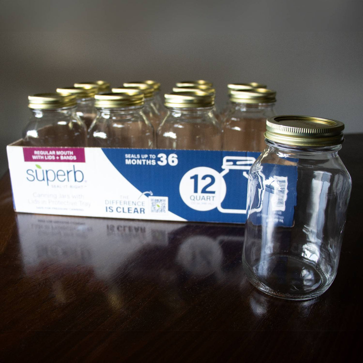 Superb Canning Jars with Lids & Bands - Regular Mouth (USA) - 12pk