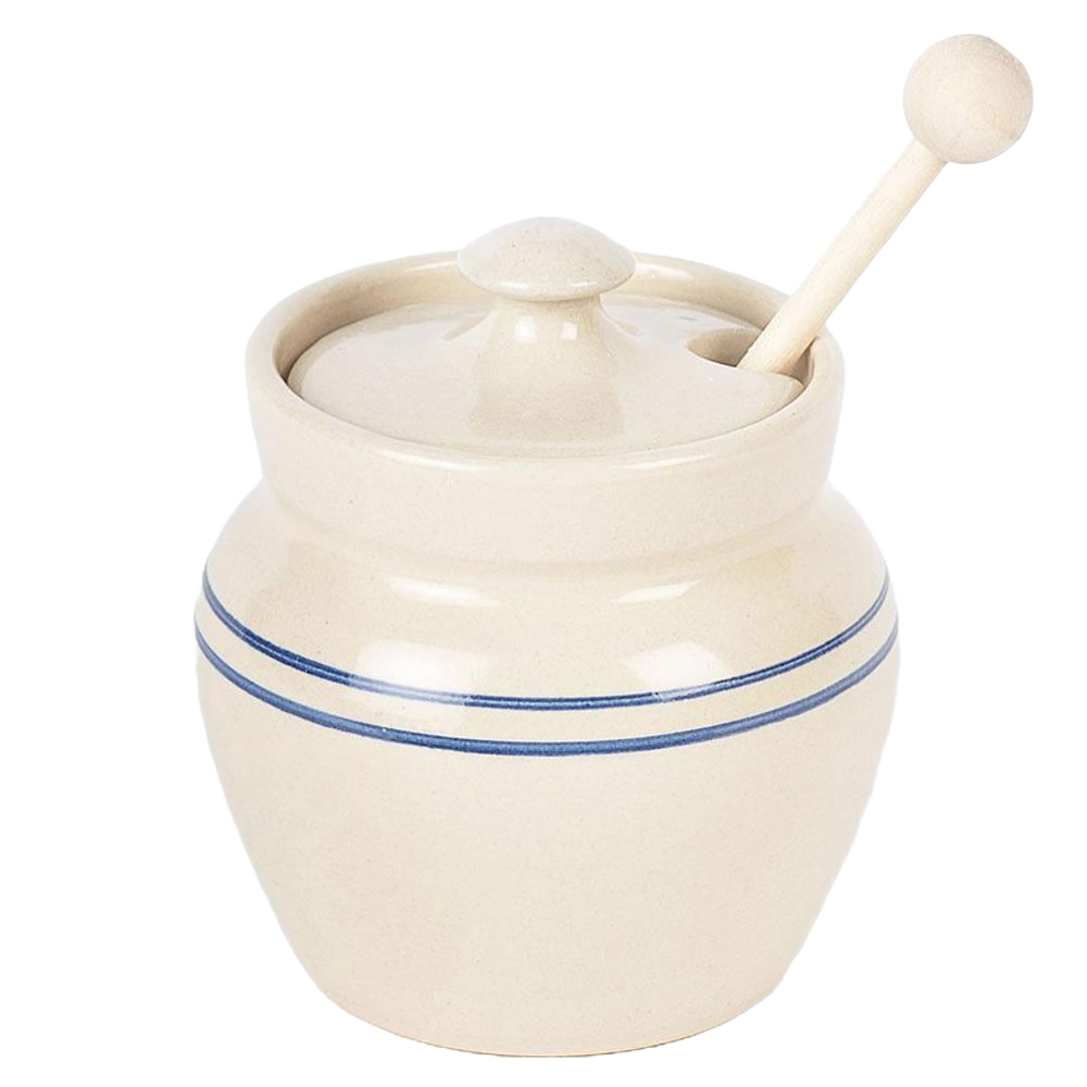 Heritage Blue Stripe Stoneware Honey Pot