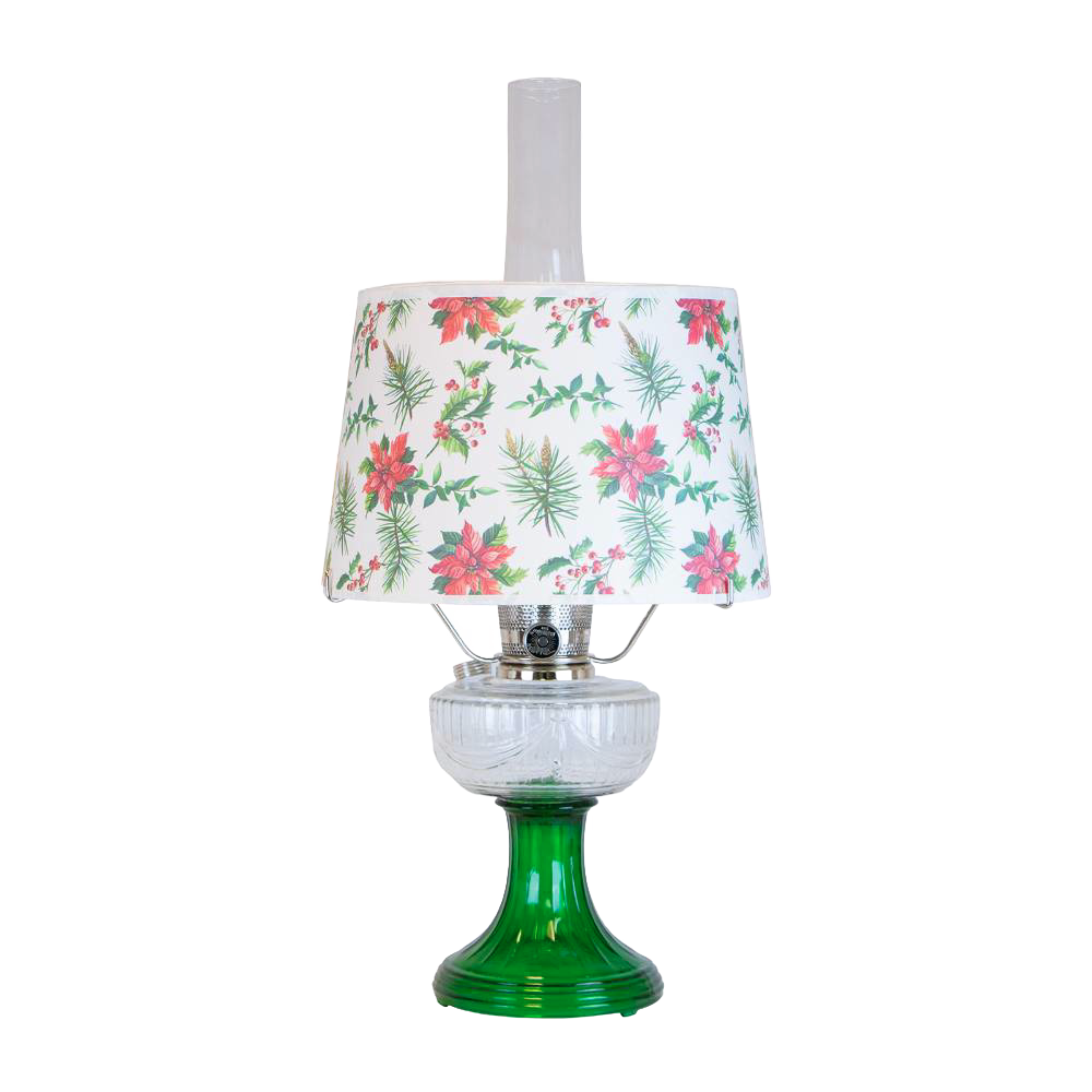 Aladdin Clear Over Emerald Lincoln Drape Lamp with Holly Jolly Shade
