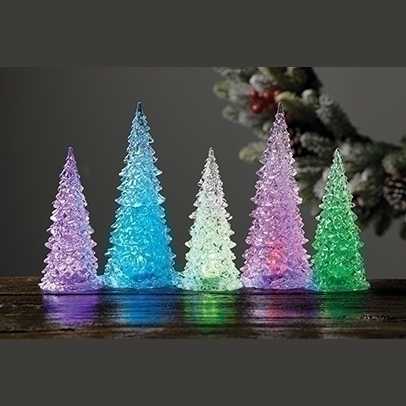 Color Changing LED Acrylic Christmas Trees - Set of 5