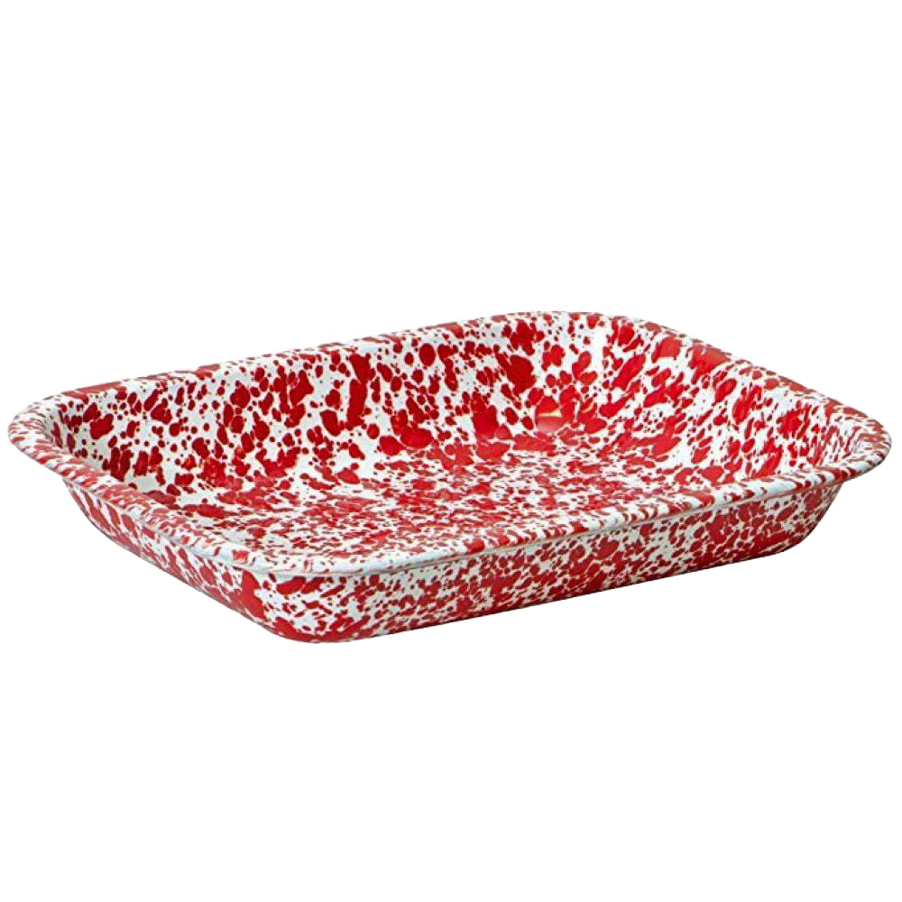 Red Enamelware Roasting Pan - 9"x11"