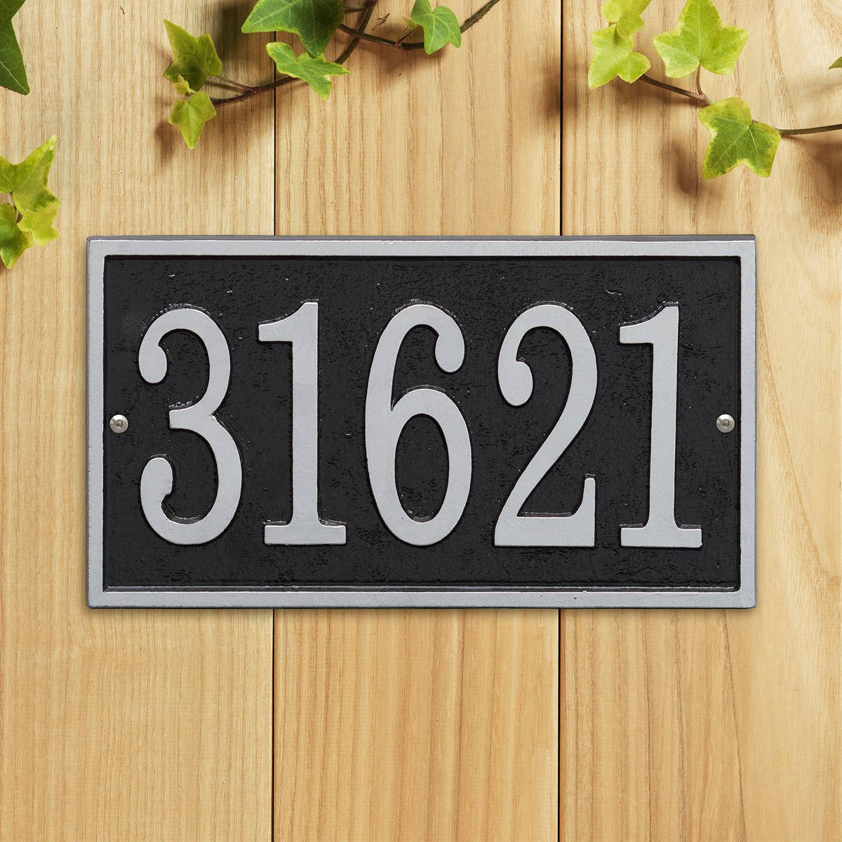 Whitehall Custom Address Plaque - Black/Silver Rectangle