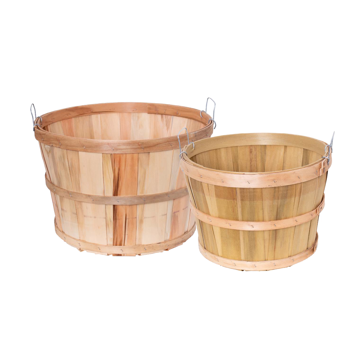 Old-Time Poplar Half and Full Bushel Basket Set