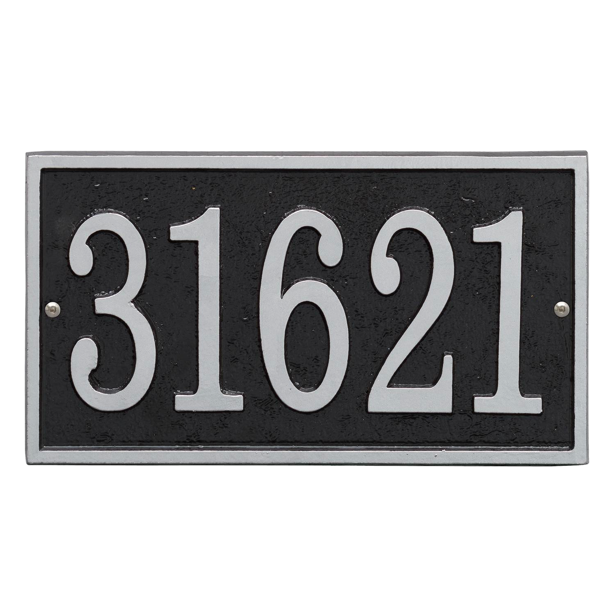 Whitehall Custom Address Plaque - Black/Silver Rectangle