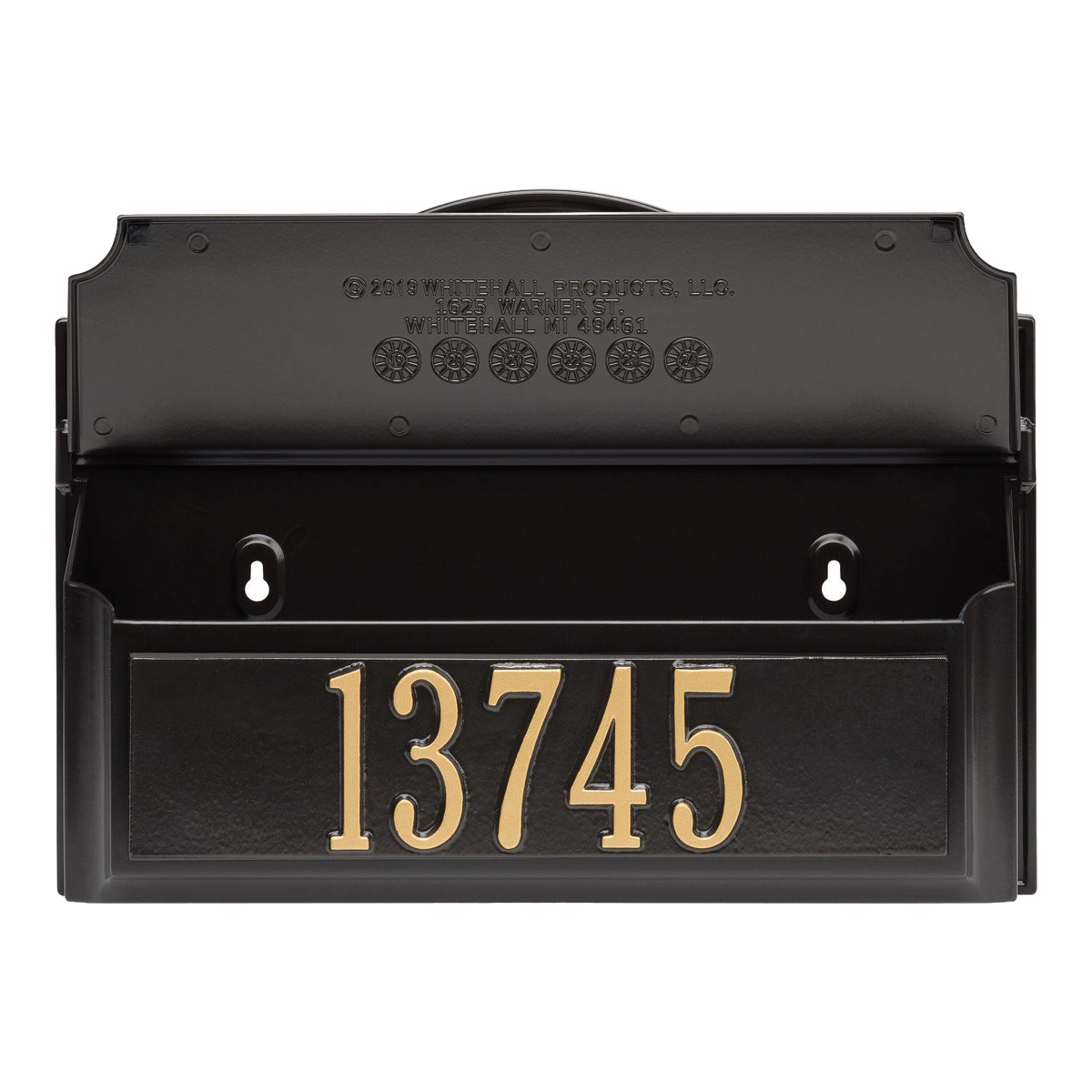 Whitehall Custom Wall Mount Mailbox - Black/Gold
