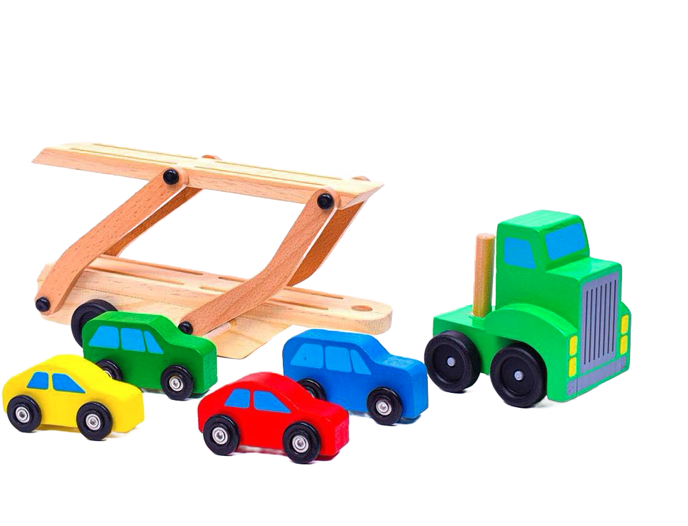 Melissa & Doug Car Carrier Truck Wooden Toy Set