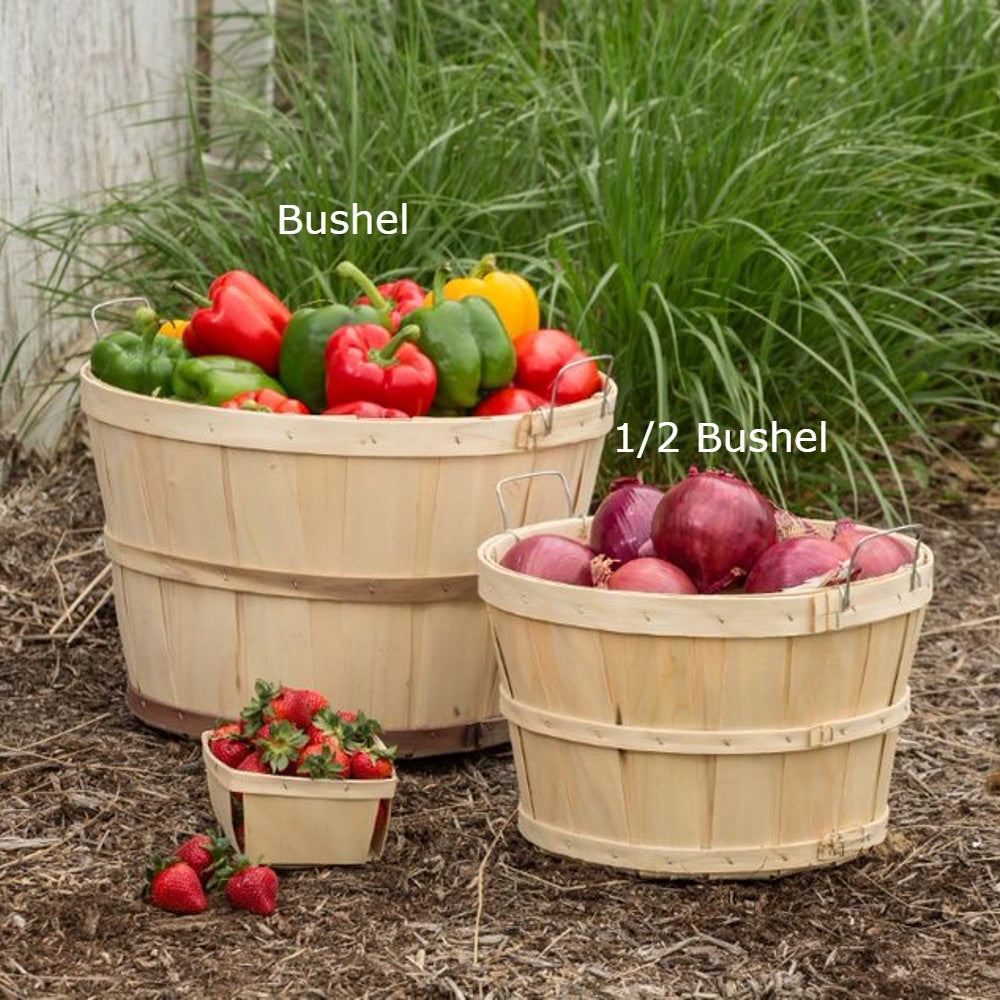 Old-Time Poplar Half and Full Bushel Basket Set