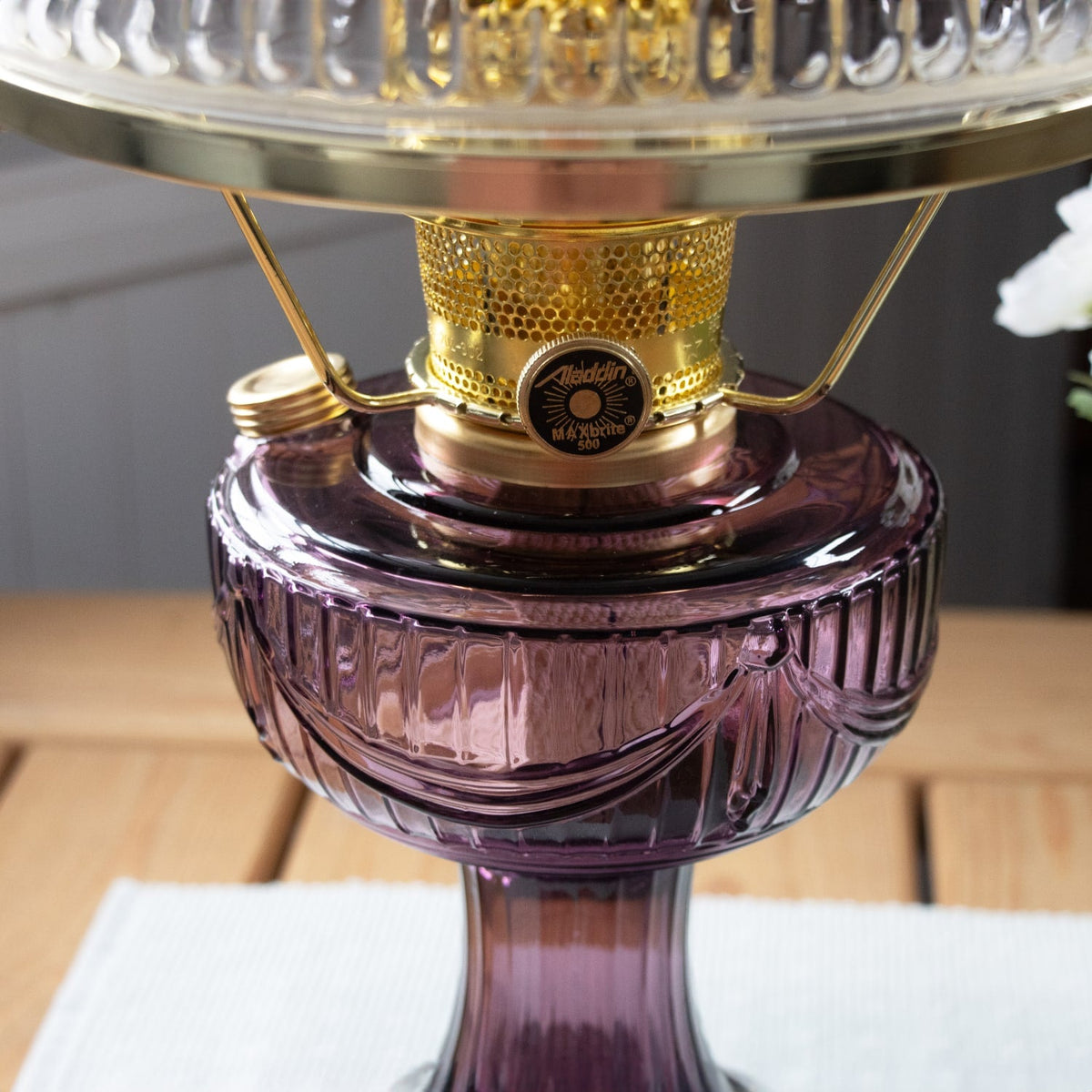 Aladdin Lincoln Drape Oil Lamp with White Top Shade
