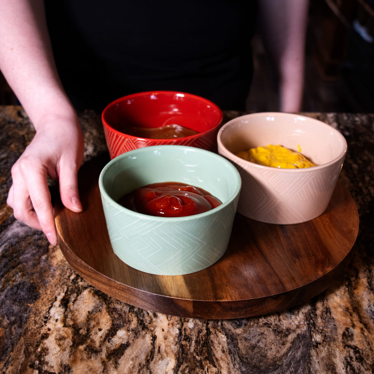 Thirstystone 12" Lazy Susan Turntable with Condiment Bowls
