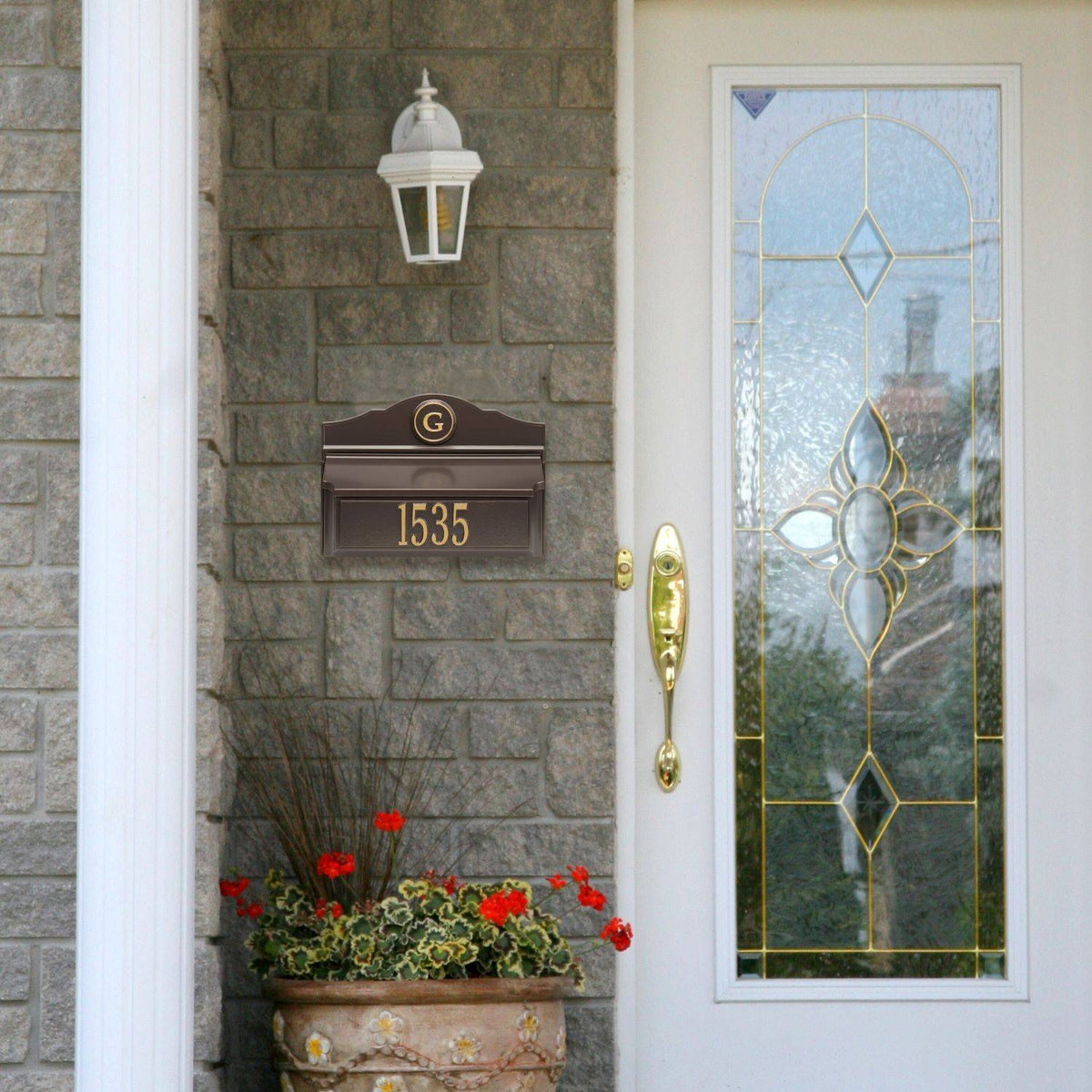Whitehall Custom Wall Mount Mailbox - Bronze/Gold