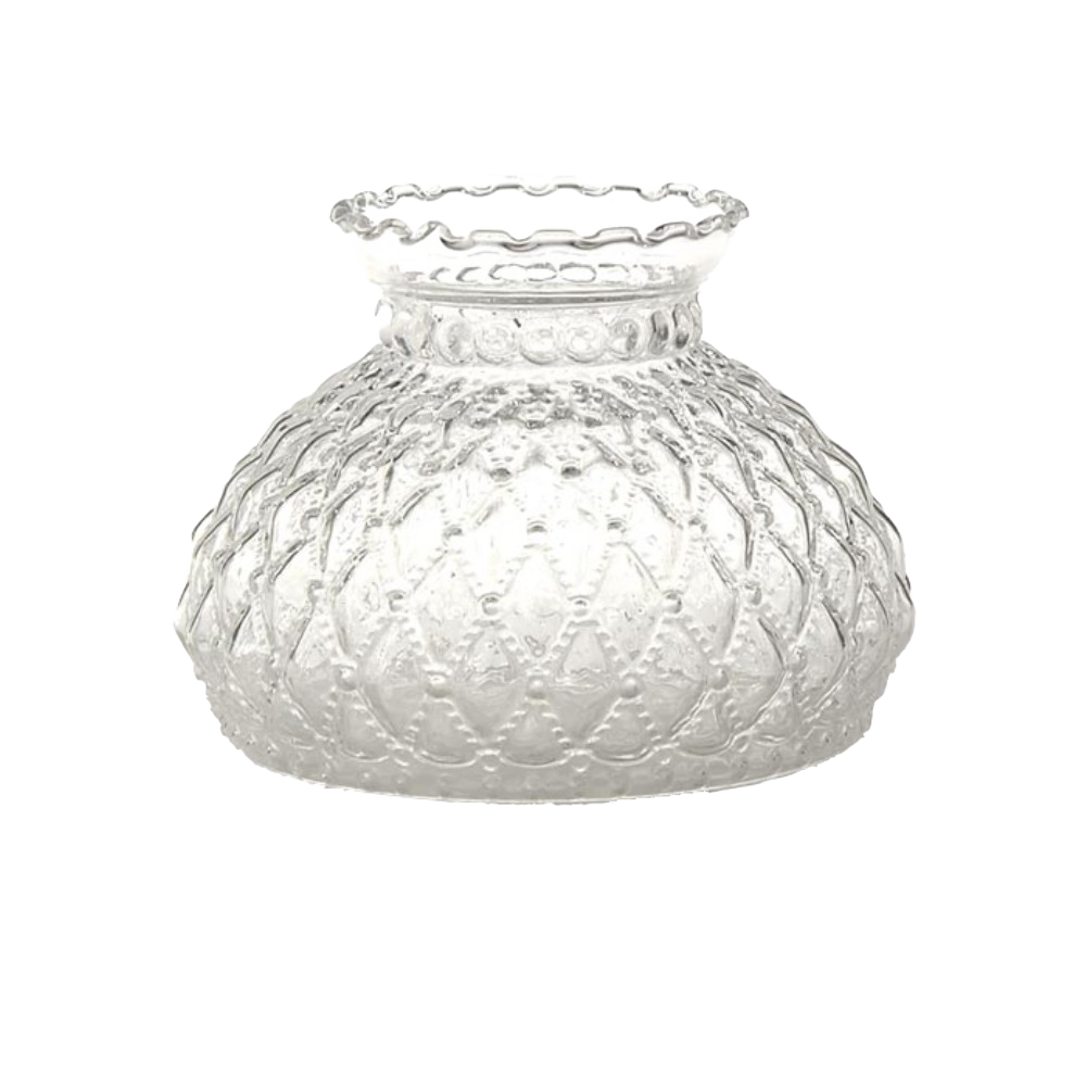 Clear Diamond Quilt Oil Lamp Shade - 7"