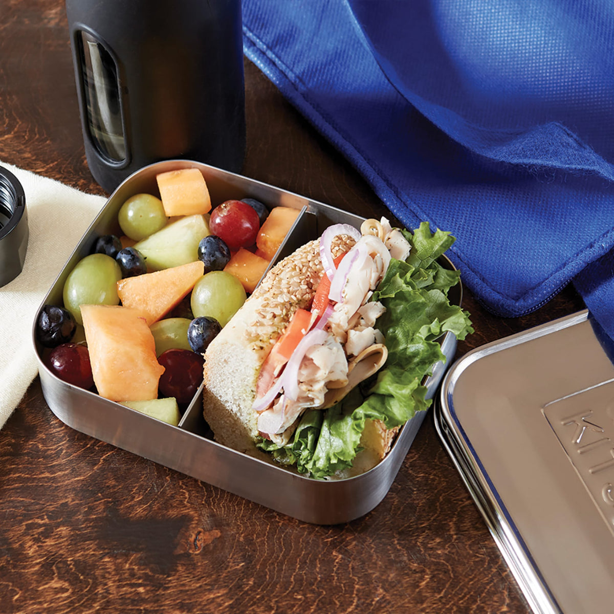 Stainless Steel 2-Compartment Snack Container