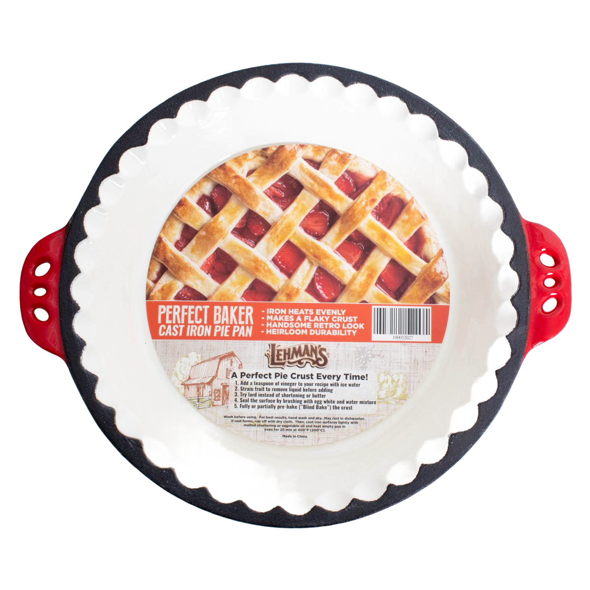 Lehman's Cast Iron Pie Pan with Crimped Edges