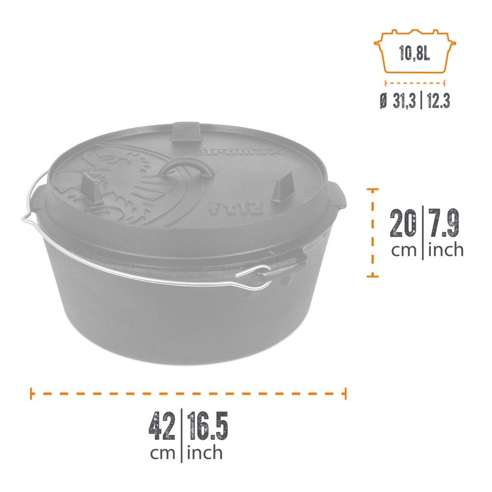 Petromax Cast Iron Dutch Oven with Flat Base