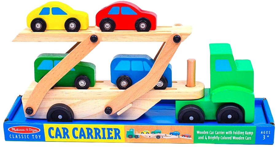 Melissa & Doug Car Carrier Truck Wooden Toy Set