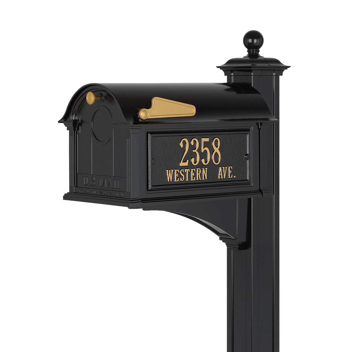 Whitehall Custom Balmoral Mailbox - Black/Gold