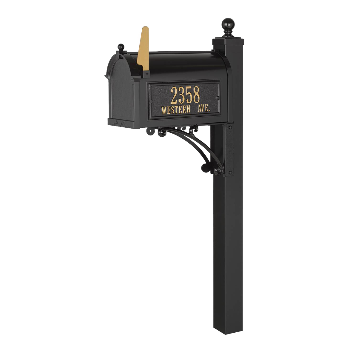 Whitehall Custom Capitol Mailbox - Black/Gold