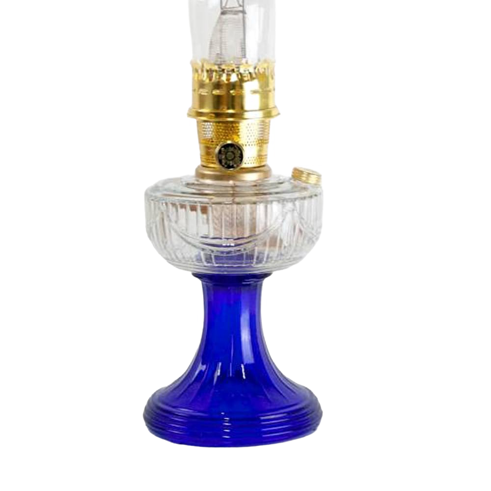 Aladdin Clear-Over Cobalt Lincoln Oil Drape Lamp