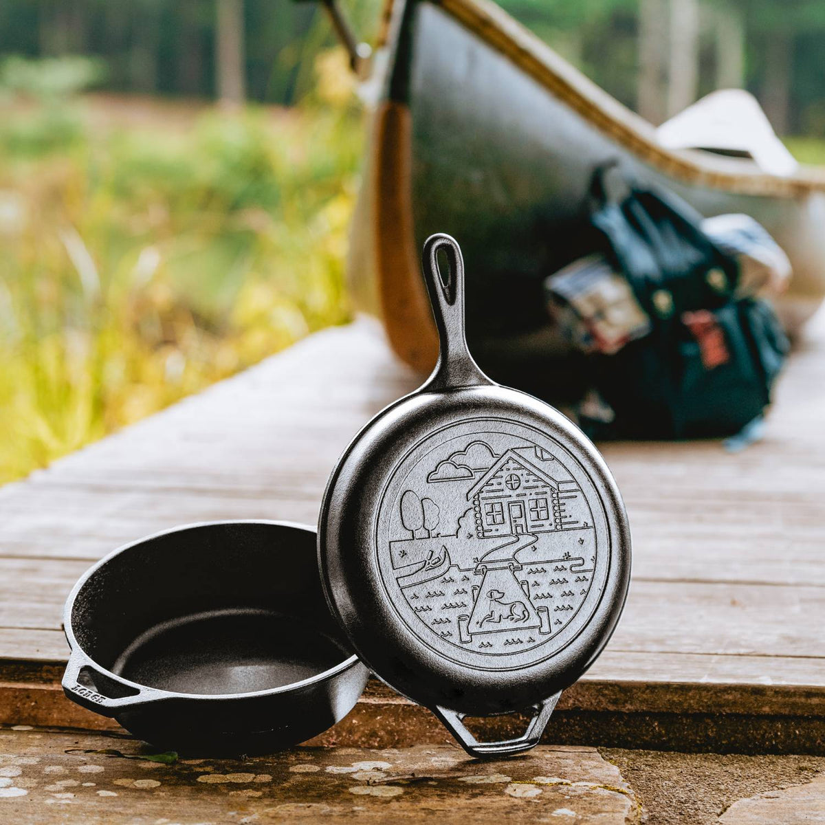 Lodge Cast Iron Cabin Combo Cooker - 3.2 Quart