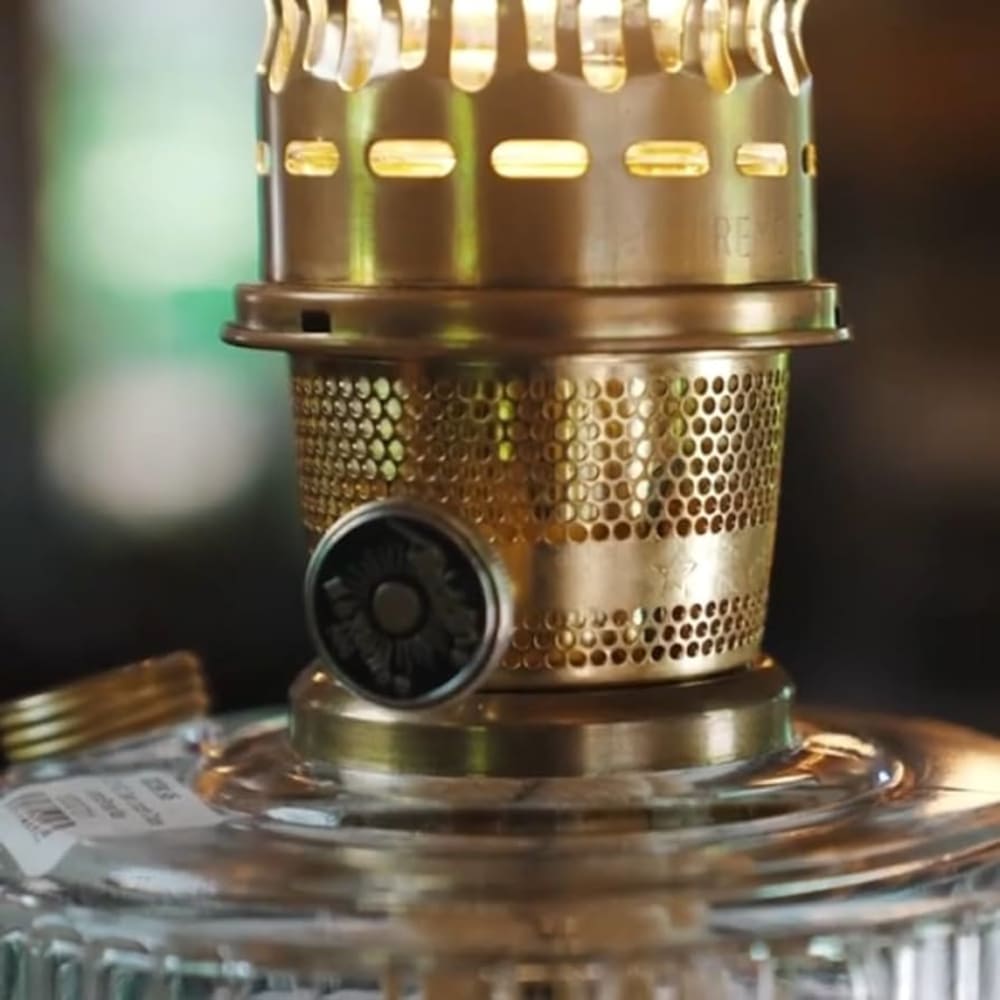 Aladdin Clear-Over Cobalt Lincoln Oil Drape Lamp