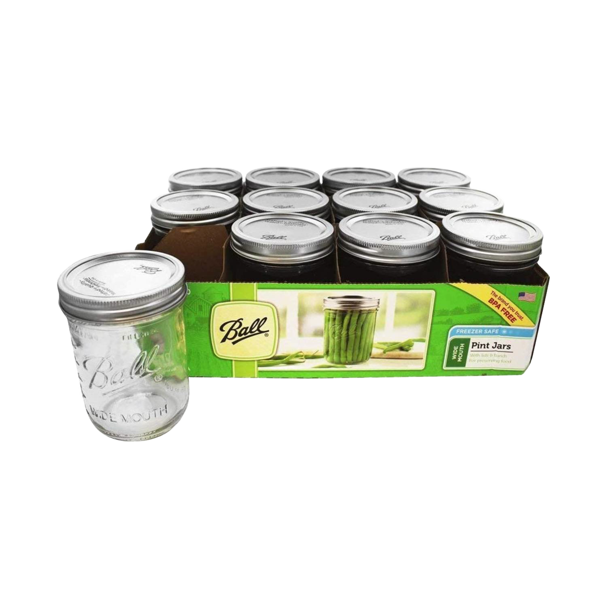 Ball Wide-Mouth Pint Canning Jars (12)