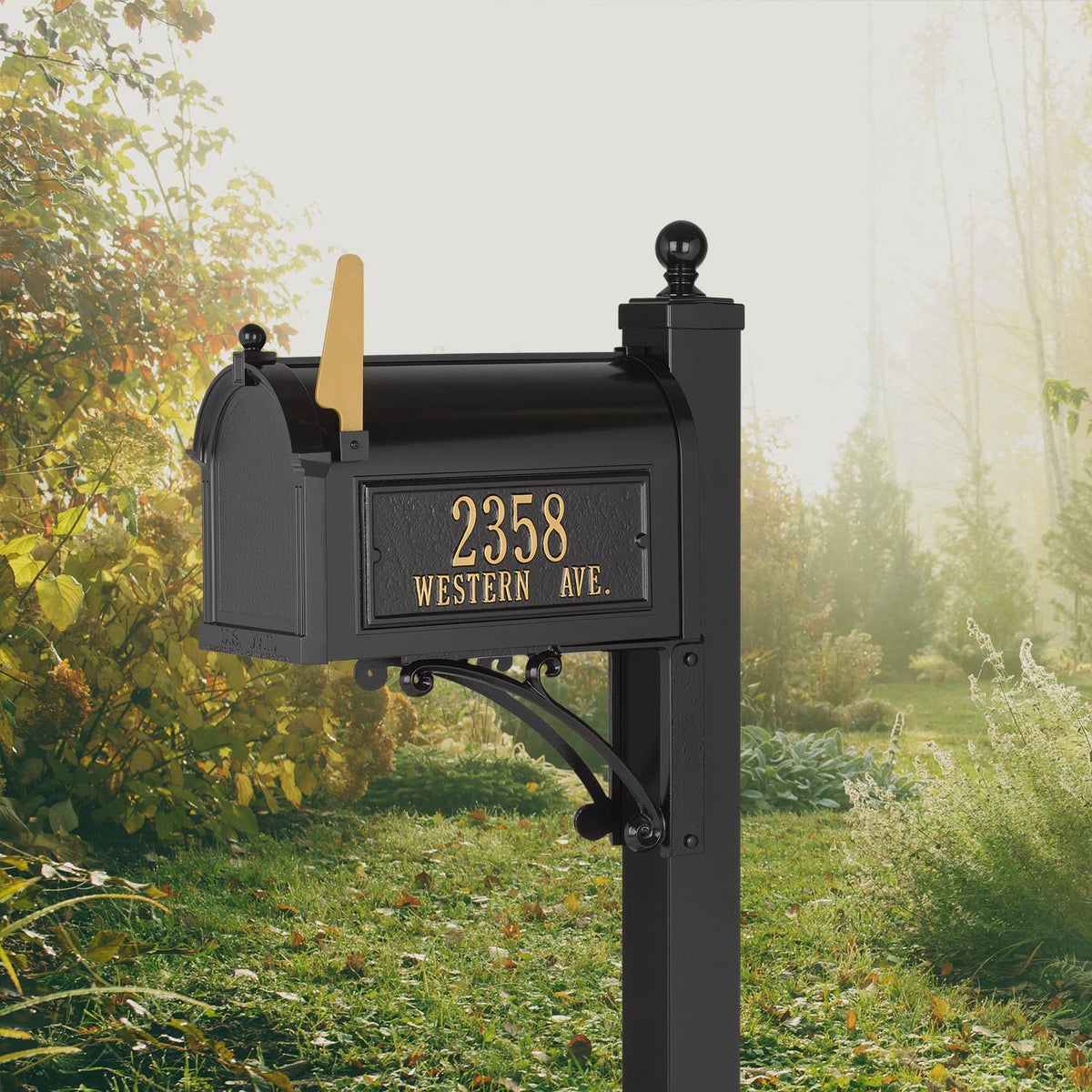 Whitehall Custom Capitol Mailbox - Black/Gold