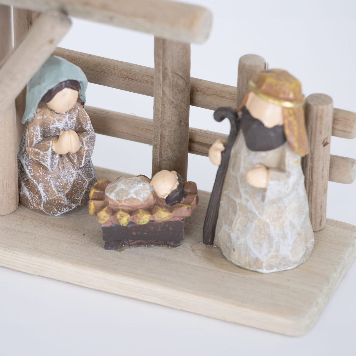 Nativity Scene with Wood and Resin - 7"