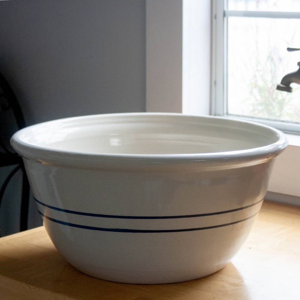 16" Heritage Blue Stripe Stoneware Mixing Bowl