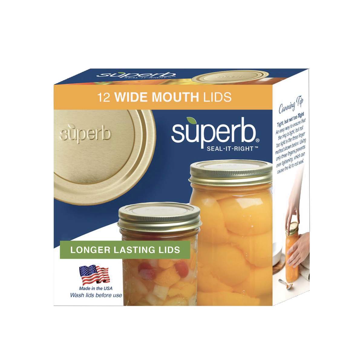 Superb Canning Jar Lids - Wide Mouth (USA Made)