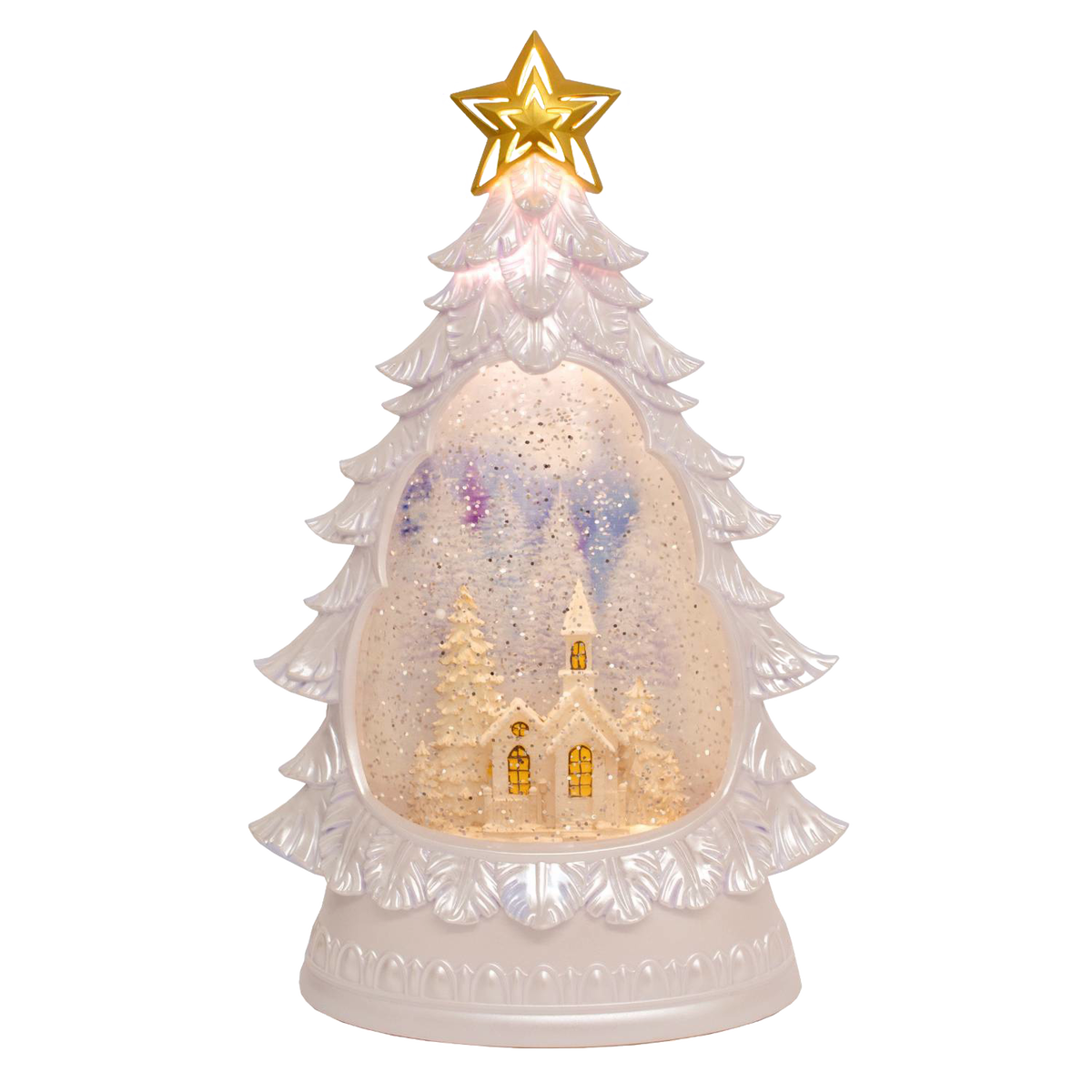 Shimmer Christmas Tree Water Globe with Timer
