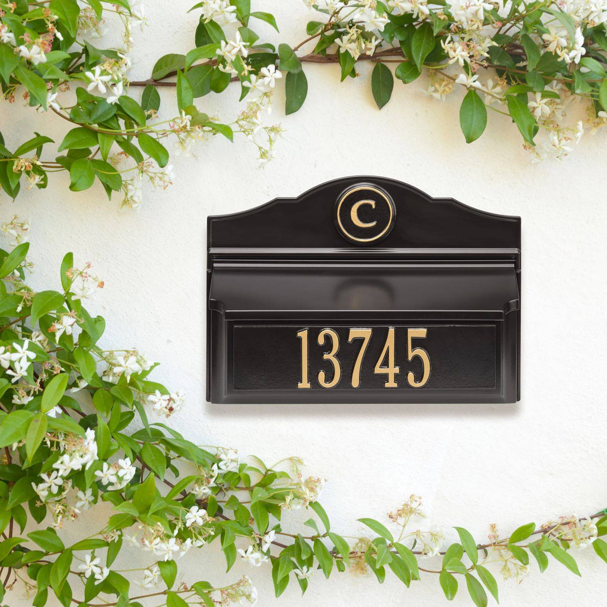 Whitehall Custom Wall Mount Mailbox - Black/Gold