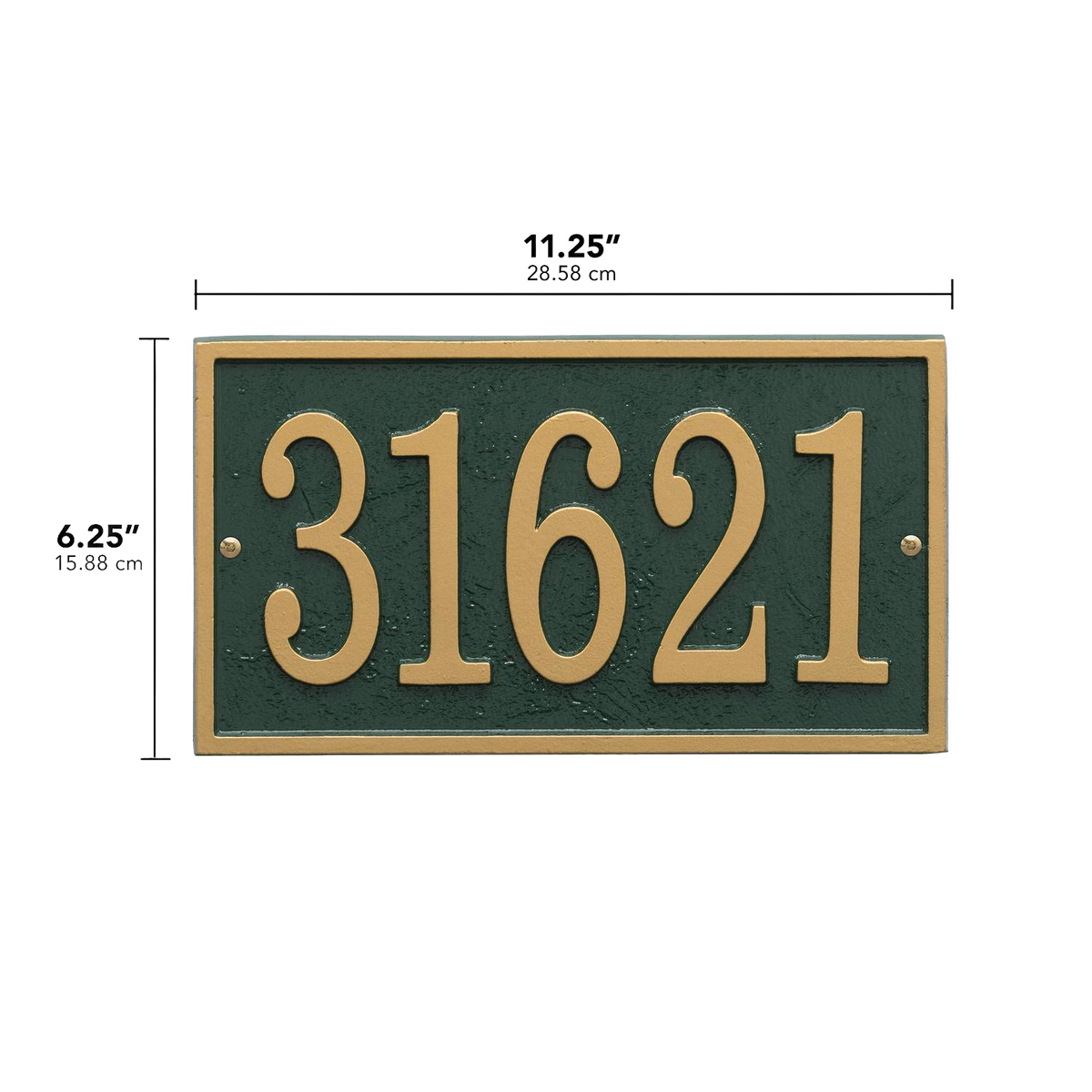 Whitehall Custom Address Plaque - Green/Gold Rectangle